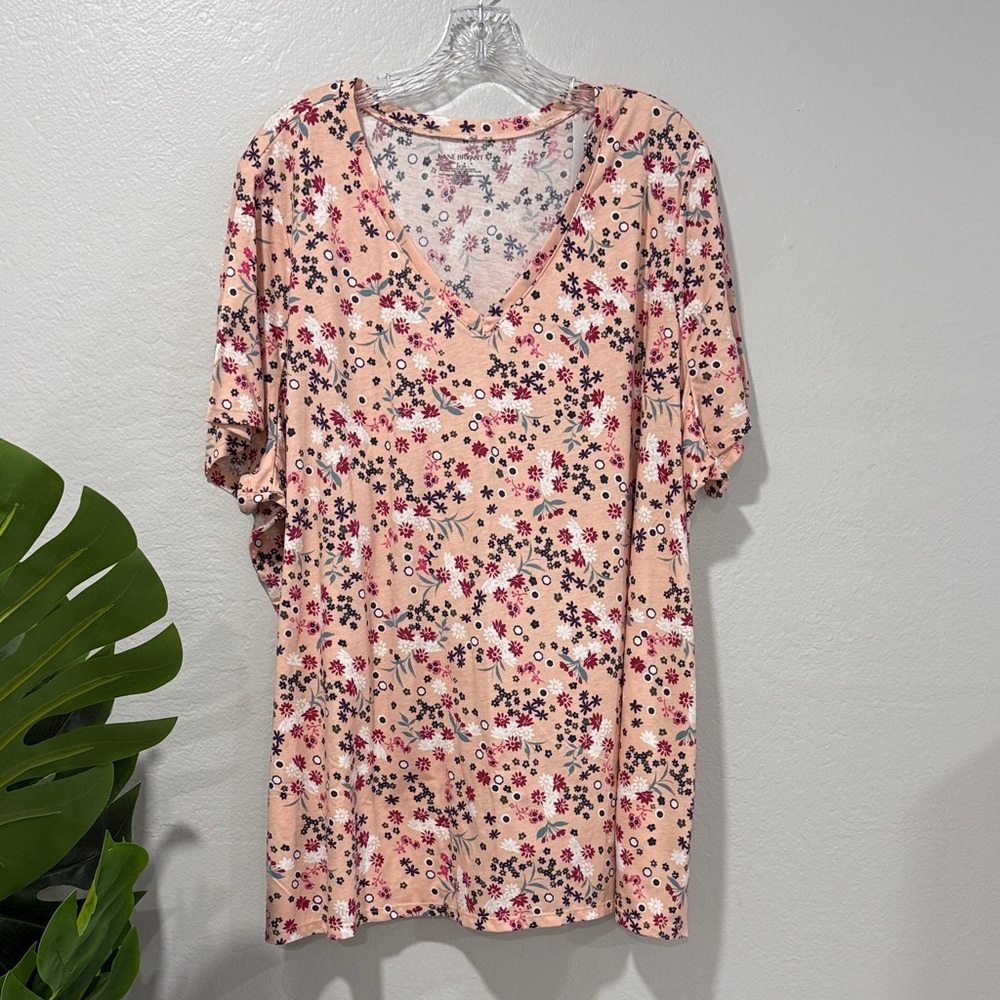 NWT Lane Bryant Floral Short Sleeve Tee - Pink and Red plus size 26/28